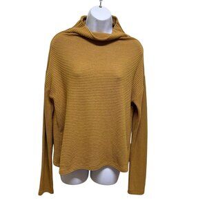Rebecca King Funnel Neck Ribbed Golden Mustard Long Sleeve Top Size M